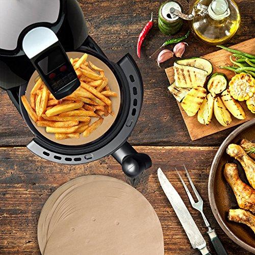 100pcs Air Fryer Liners, Vancens 9 inch Bamboo Steamer Liners, Premium Perforated Parchment Paper Sheets, Non-stick Basket Mat, Perfect for 5.3 & 5.8 QT Air Fryers/Steaming/Baking/Cooking