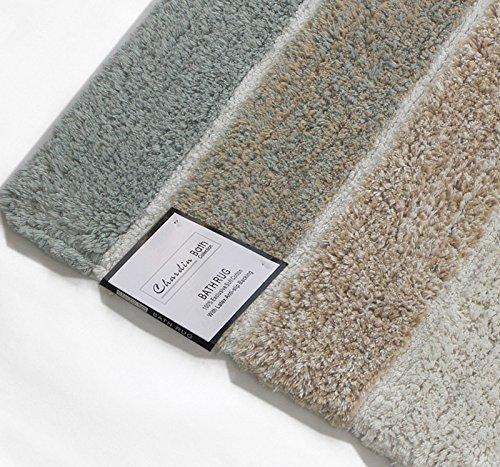 Chardin Home - 100% Pure Cotton - 2 Piece Cordural Stripe Bath Rug Set, (21''x34'' & 17''x24'') Gray-Beige with Latex spray non-skid backing