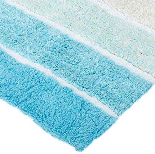 Chardin Home - 100% Pure Cotton - 2 Piece Cordural Stripe Bath Rug Set, (21''x34'' & 17''x24'') Gray-Beige with Latex spray non-skid backing