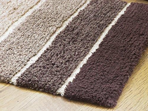 Chardin Home - 100% Pure Cotton - 2 Piece Cordural Stripe Bath Rug Set, (21''x34'' & 17''x24'') Gray-Beige with Latex spray non-skid backing
