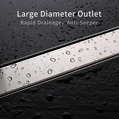 DESFAU Tile Insert Linear Shower Drain, 24-Inch Brushed Nickel Shower Floor Drain JD47032500BN6US#KL