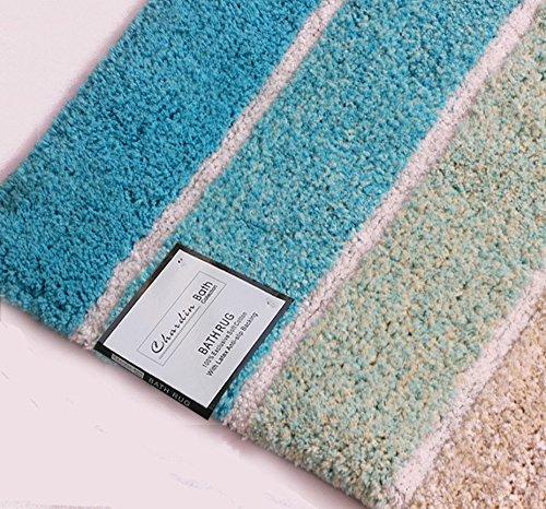 Chardin Home - 100% Pure Cotton - 2 Piece Cordural Stripe Bath Rug Set, (21''x34'' & 17''x24'') Gray-Beige with Latex spray non-skid backing
