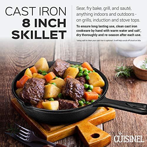 Pre-Seasoned Cast Iron Skillet (12-Inch) W/ Glass Lid and Handle Cover Oven Safe Cookware | Heat-Resistant Holder | Indoor and Outdoor Use | Grill, Stovetop, Induction Safe