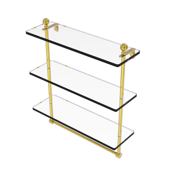 Allied Brass MA-5/16TB-ORB Mambo Collection 16 Inch Triple Tiered Glass Shelf with Integrated Towel Bar, Oil Rubbed Bronze
