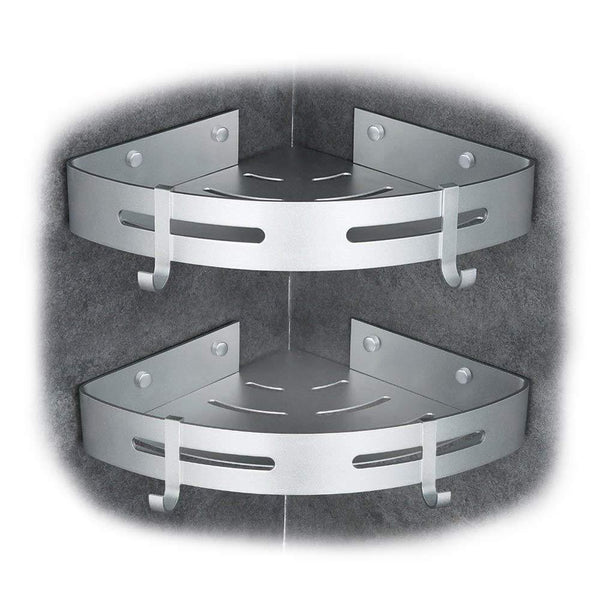 Gricol Bathroom Shower Shelf Triangle Wall Shower Caddy Space Aluminum Self Adhesive No Damage Wall Mount, 2 Pack