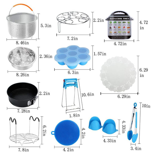 Instant Pot Accessories Set, 75 PCS Instant Pot Accessories Compatible with 5,6,8Qt - 60 Pcs Parchment Papers, 2 Steamer Baskets, Non-stick Springform Pan, Egg Rack, Egg Bites Mold, Kitchen Tong, Dish