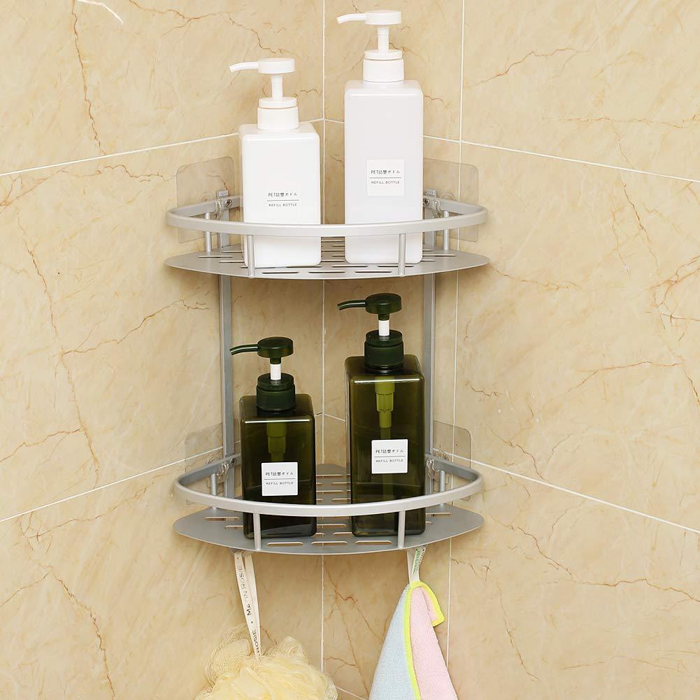 Hawsam No Drilling Bathroom Corner Shelves, Aluminum 2 Tier Shower She MAXWELL'S KITCHEN