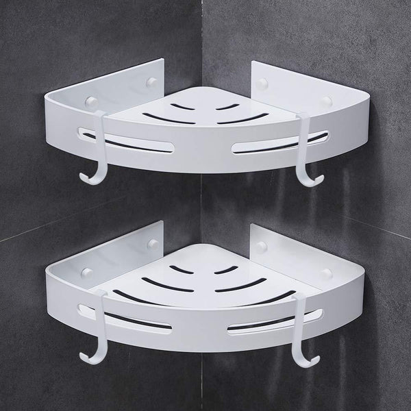 Gricol Bathroom Shower Shelf Triangle Wall Shower Caddy Space Aluminum Self Adhesive No Damage Wall Mount, 2 Pack