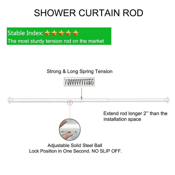 ALLZONE Tension Shower Window Curtain Rod,42-81 Inches, Never Collapse,No Drilling, NEVERRUST