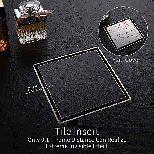 DESFAU Square Shower Drain 6-Inch, Tile Insert Square Drain JD47030900BNUS