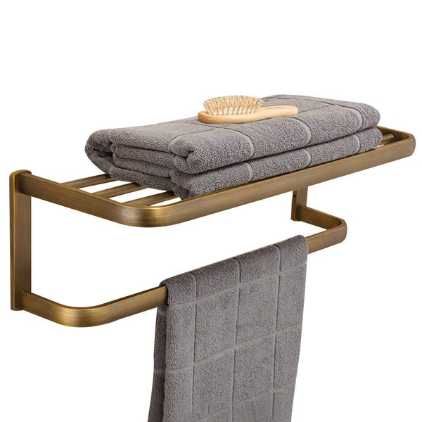 Leyden Retro Bathroom Accessories Solid Brass Antique Brass Finished Bathroom Shelves Space Saver Shelf Wall maounted