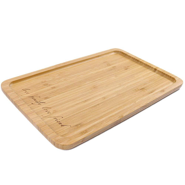 Bamboo Tray Bathroom Rectangle Serving Tray With Handles, 12 x 8.5" Serve Food Coffee or Tea at Home, Hotel & Restaurant By HTB