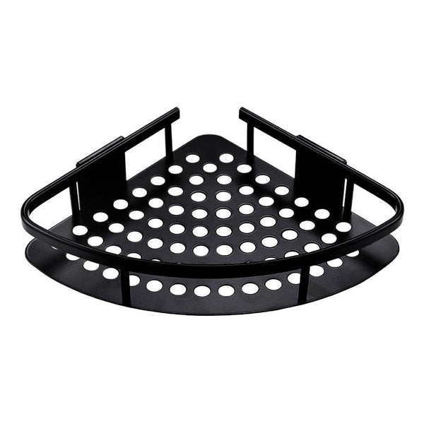 Hoomtaook Double Corner Shower Caddy Bathroom Shelf Wall Mount Rustproof Nail Free Glue+Double Sided Adhesive Aluminum with Two Hooks 2 Tiers(Silver)