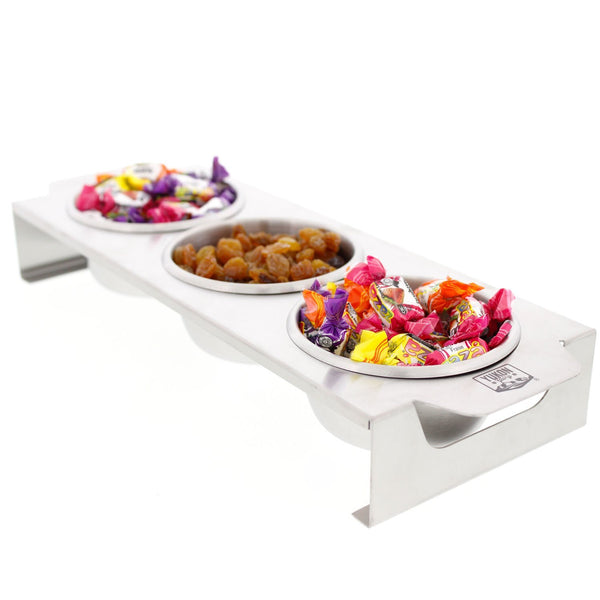 Yukon Glory Serving Tray with Removable Ramekins, Multi Purpose, Durable Stainless Steel, Heat Resistant, For Condiments, BBQ, Candy, Nuts and Pets