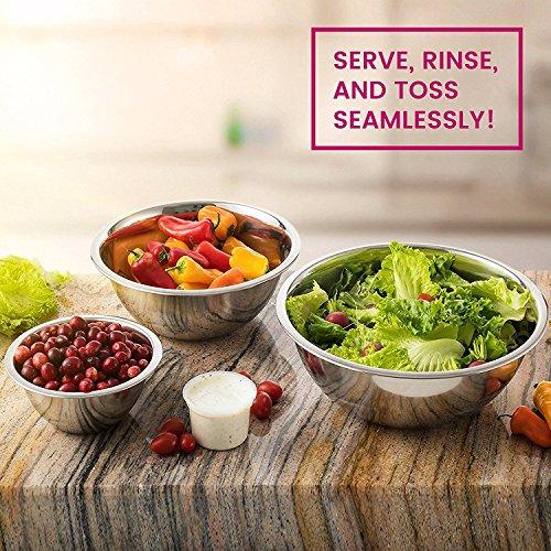 Stainless Steel Mixing Bowls by Finedine (Set of 6) Polished Mirror Finish Nesting Bowl, ¾ - 1.5-3 - 4-5 - 8 Quart - Cooking Supplies