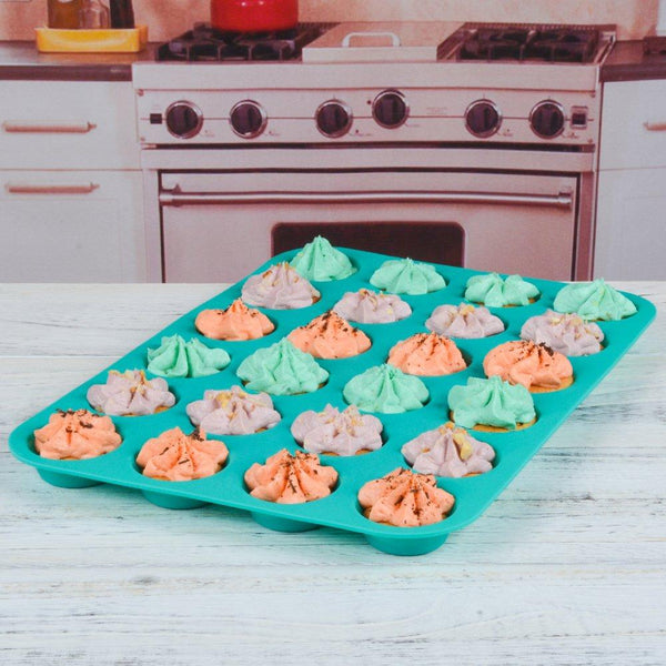 Silicone Muffin Pan Cupcake Set - Mini 24 Cups and Regular 12 Cups Muffin Tin, Nonstick BPA Free Best Food Grade Silicone Molds with Bonus 12 Silicone Baking Cups