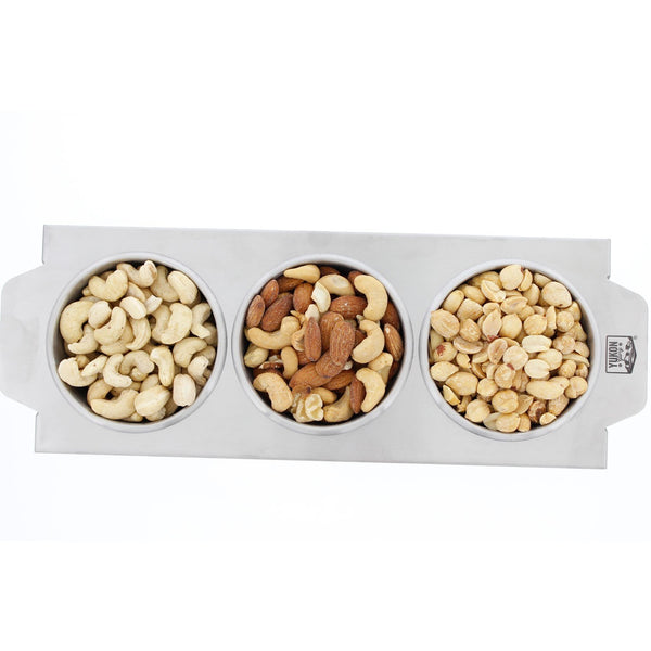 Yukon Glory Serving Tray with Removable Ramekins, Multi Purpose, Durable Stainless Steel, Heat Resistant, For Condiments, BBQ, Candy, Nuts and Pets