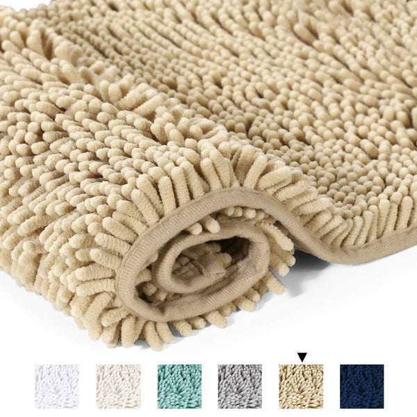 20x32 inch Oversize Bathroom Rug Shag Shower Mat Soft Texture Floor Mat Machine-Washable Bath mats with Water Absorbent Soft Microfibers Rugs for Kitchen, Navy