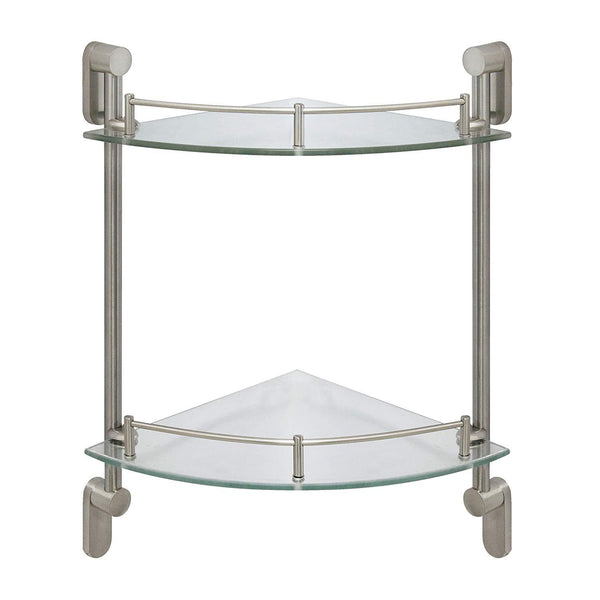 MODONA Double Corner Glass Shelf with Pre-installed Rail - RUBBED BRONZE - Oval Series - 5 Year Warrantee