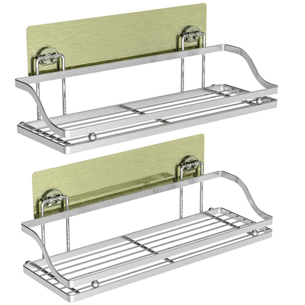 Adhesive Bathroom Shelf, iSEPCLE 2 Pack Shower Caddy Organizer Storage Rack, No Drilling, No Damage for Wall, 201 Stainless Steel