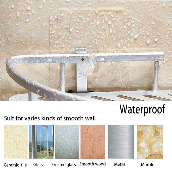 Hawsam No Drilling Bathroom Corner Shelves, Aluminum 2 Tier Shower Shelf Caddy Adhesive Storage Basket for Shampoo