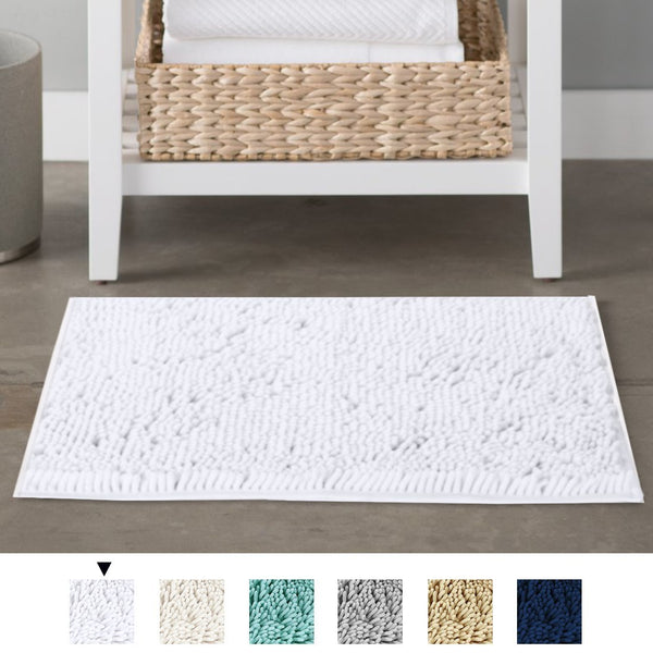 20x32 inch Oversize Bathroom Rug Shag Shower Mat Soft Texture Floor Mat Machine-Washable Bath mats with Water Absorbent Soft Microfibers Rugs for Kitchen, Navy