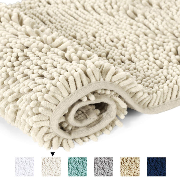 20x32 inch Oversize Bathroom Rug Shag Shower Mat Soft Texture Floor Mat Machine-Washable Bath mats with Water Absorbent Soft Microfibers Rugs for Kitchen, Navy
