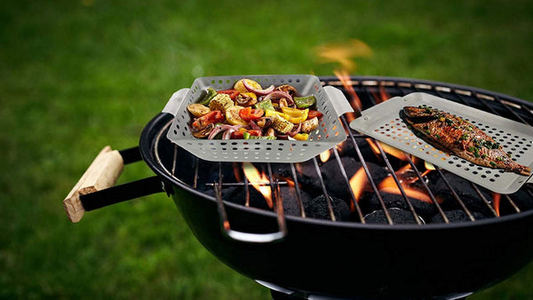 Yukon Glory Set of 3 Professional Barbecue Grilling Baskets Heavy Duty Stainless Steel BBQ Basket, Great Gift for Grillers