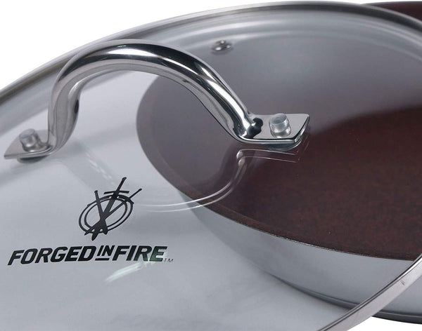 HISTORY - Forged in Fire – 10-Inch Tempered Glass Lid with Stainless Steel Trim, Thermal Technology, and Vent Control, Designed to Pair with the Forged in Fire Pan