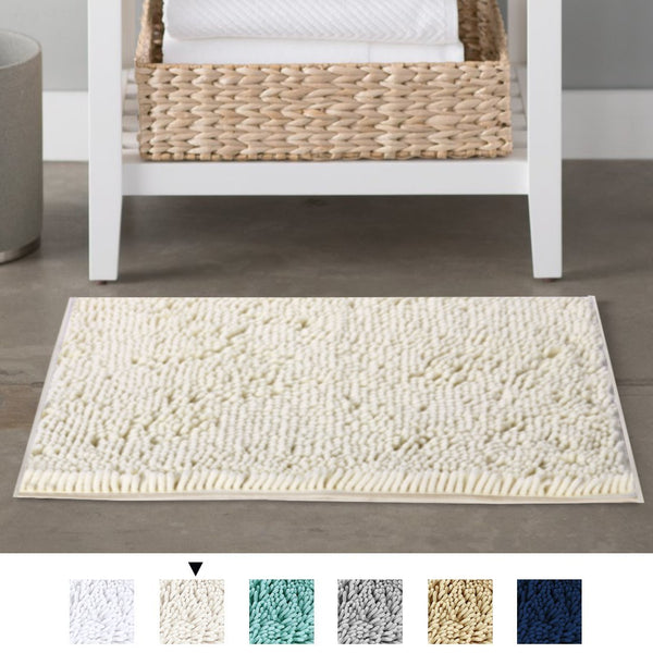 20x32 inch Oversize Bathroom Rug Shag Shower Mat Soft Texture Floor Mat Machine-Washable Bath mats with Water Absorbent Soft Microfibers Rugs for Kitchen, Navy