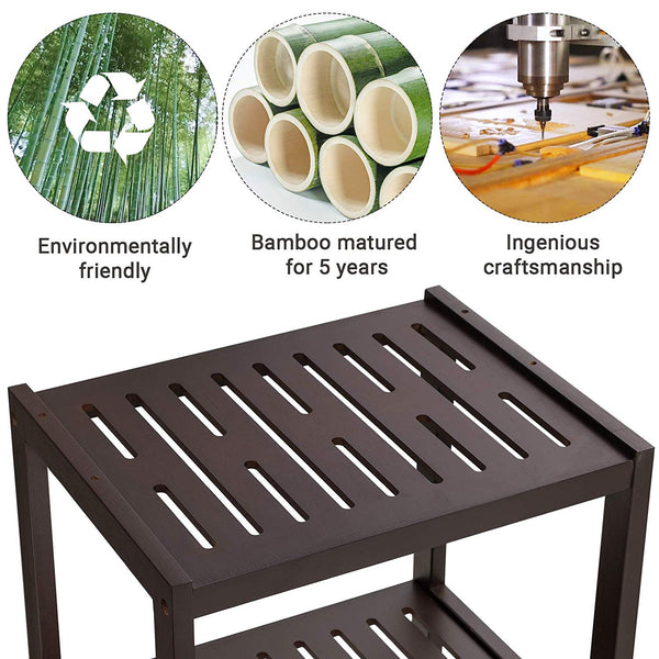 SONGMICS 7-Tier Bamboo Bathroom Shelf, 2-in-1 Design Adjustable Storage Rack, Free Standing Multifunctional Organizer, Shelving Unit for Washroom, Living Room, Kitchen, Brown UBCR01BR