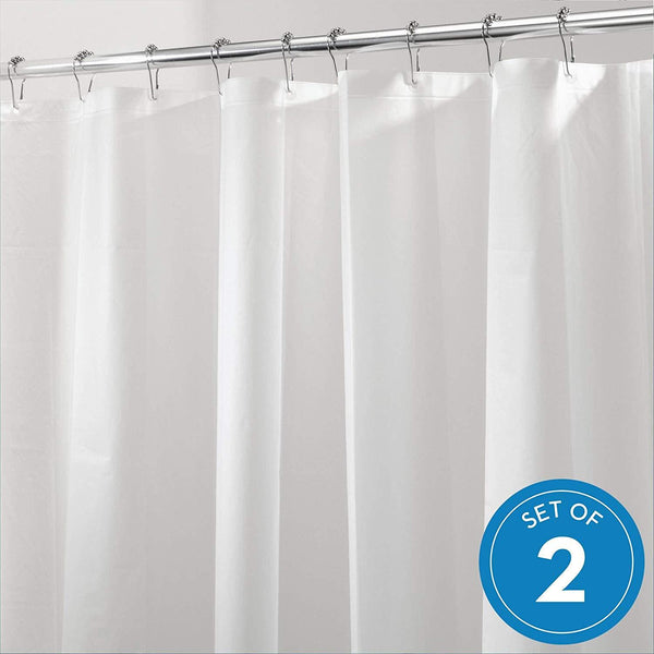 InterDesign PEVA Plastic Shower Bath Liner, Mold and Mildew Resistant for use Alone or with Fabric Curtain for Master, Kid's, Guest Bathroom, 72 x 72 Inches, White