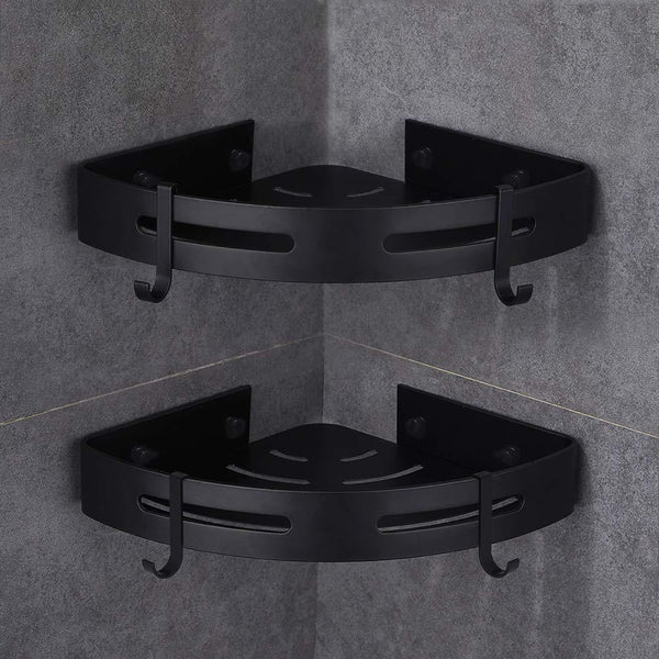 Gricol Bathroom Shower Shelf Triangle Wall Shower Caddy Space Aluminum Self Adhesive No Damage Wall Mount, 2 Pack