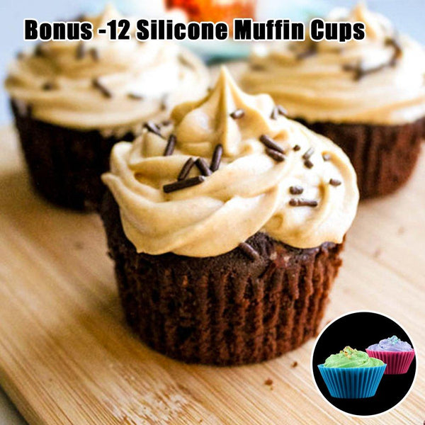 Silicone Muffin Pan Cupcake Set - Mini 24 Cups and Regular 12 Cups Muffin Tin, Nonstick BPA Free Best Food Grade Silicone Molds with Bonus 12 Silicone Baking Cups