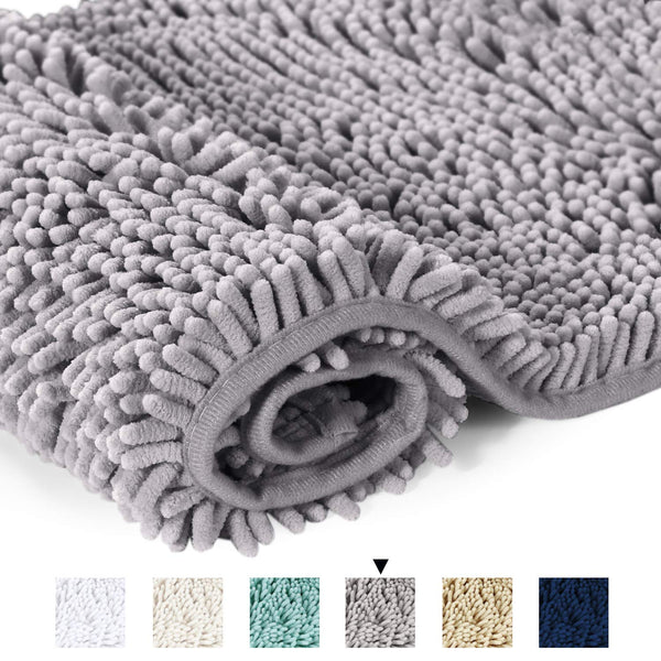 20x32 inch Oversize Bathroom Rug Shag Shower Mat Soft Texture Floor Mat Machine-Washable Bath mats with Water Absorbent Soft Microfibers Rugs for Kitchen, Navy