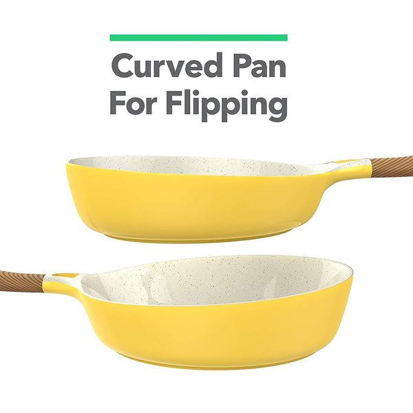 Vremi 8 Piece Ceramic Nonstick Cookware Set - Induction Stovetop Compatible Dishwasher Safe Non Stick Pots with Lids and Frying Pans - Dutch Oven Pot Fry Pan Sets for Serving - PTFE PFOA Free - Yellow