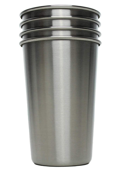 Ziggy V Stainless Steel Cups, 16oz Tumbler Pint Glasses,18/8 Metal Cups BPA Free Cups Set of Four (4)