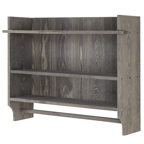 MyGift Wall-Mounted Gray Wood 3-Tier Bathroom Organizer Shelf with Towel Bar