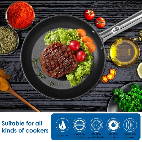 Viewee Cookware Set Stainless Steel Pots and Pans Sets with Nonstick Coated Skillet 8-Piece Kitchenware Set Dishwasher & Oven Safe Tri-Ply with Lids, PFOA Free Compatible to Multi-Stove Top for Home