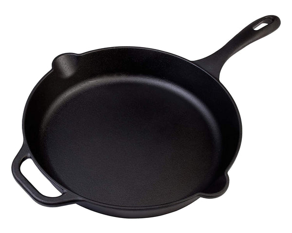 Large Pre-Seasoned Cast Iron Skillet by Victoria, 12-inch Round Frying Pan with Helper Handle, 100% Non-GMO Flaxseed Oil Seasoned, SKL-212