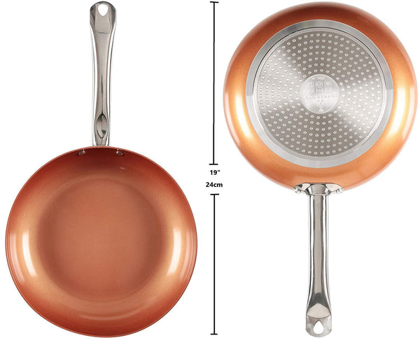 Copper Chef 10 Inch Round Frying Pan With Lid - Skillet with Ceramic Non Stick Coating. Perfect Cookware For Saute And Grill
