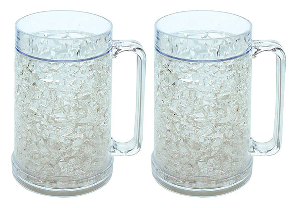 Double Wall Gel Frosty Freezer Mugs 16oz, Set of Two, Clear
