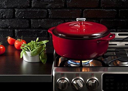 Lodge 6 Quart Enameled Cast Iron Dutch Oven. Classic Red Enamel Dutch Oven (Island Spice Red)