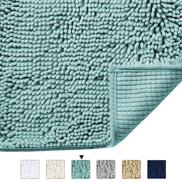 20x32 inch Oversize Bathroom Rug Shag Shower Mat Soft Texture Floor Mat Machine-Washable Bath mats with Water Absorbent Soft Microfibers Rugs for Kitchen, Navy