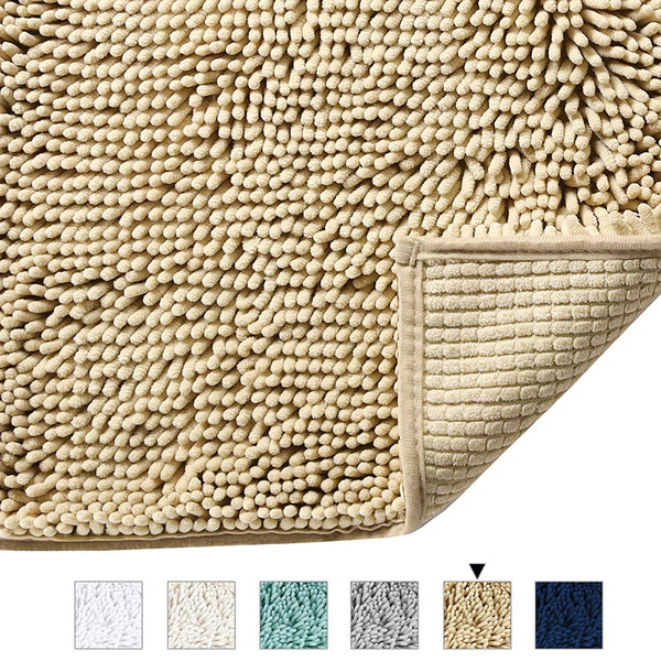 20x32 inch Oversize Bathroom Rug Shag Shower Mat Soft Texture Floor Mat Machine-Washable Bath mats with Water Absorbent Soft Microfibers Rugs for Kitchen, Navy