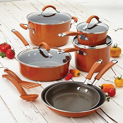 Rachael Ray 16344 12-Piece Aluminum Cookware Set, Agave Blue