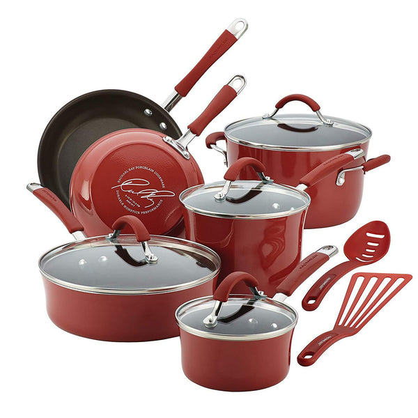 Rachael Ray 16344 12-Piece Aluminum Cookware Set, Agave Blue