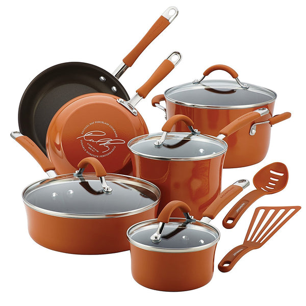 Rachael Ray 16344 12-Piece Aluminum Cookware Set, Agave Blue