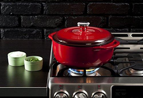 Lodge 6 Quart Enameled Cast Iron Dutch Oven. Classic Red Enamel Dutch Oven (Island Spice Red)