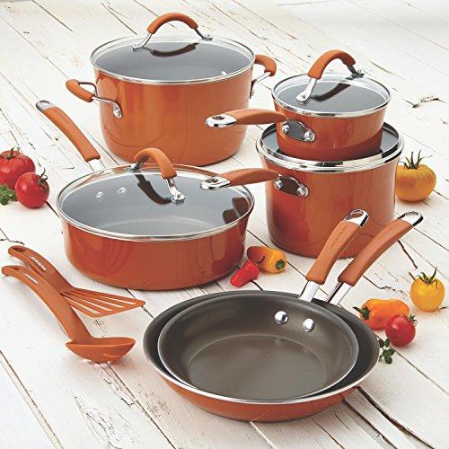Rachael Ray 16344 12-Piece Aluminum Cookware Set, Agave Blue